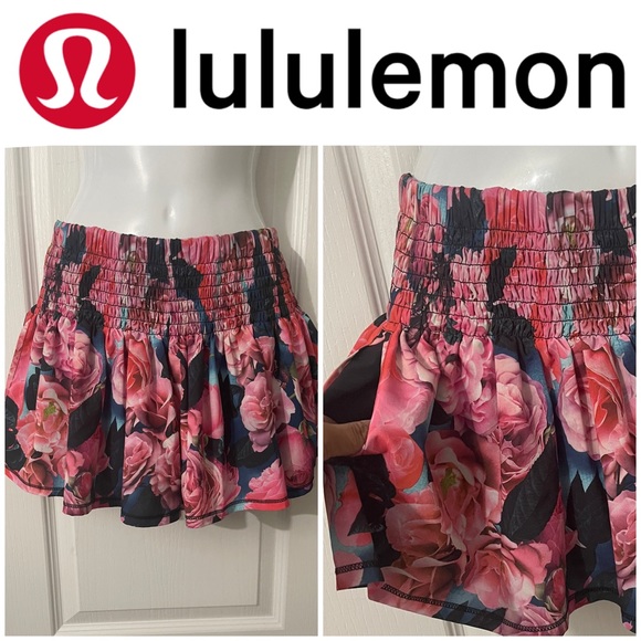 Lululemon floral shorts with built in tight black shorts. Ladies size 4. EUC - Picture 1 of 13